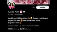 Claire Kyle's Twitter bio (Image via Twitter)